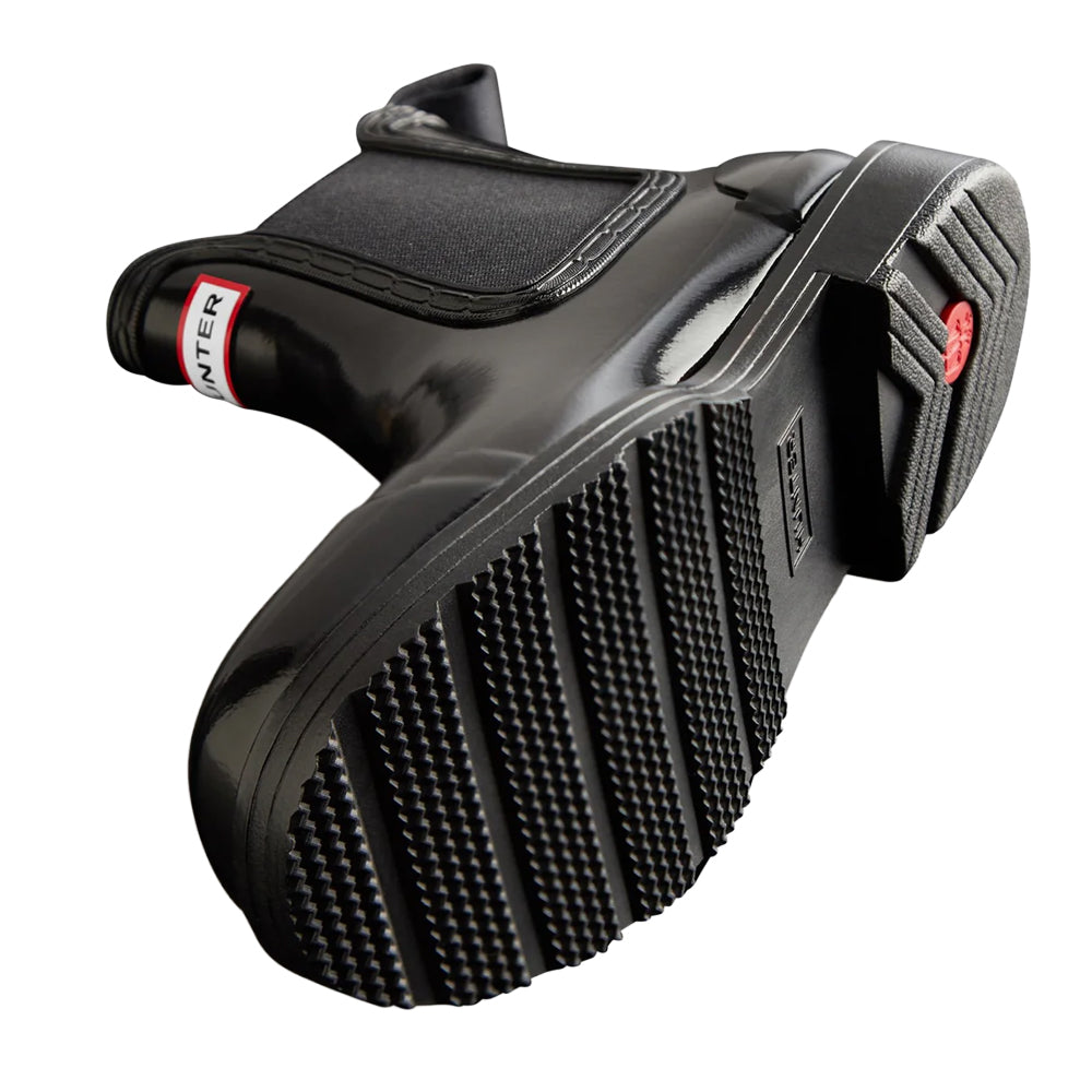 Black - Lifestyle - Hunter Womens-Ladies Commando Gloss Chelsea Boots