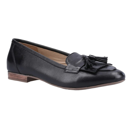 Black - Front - Hush Puppies Womens-Ladies Marissa Leather Tassel Loafers