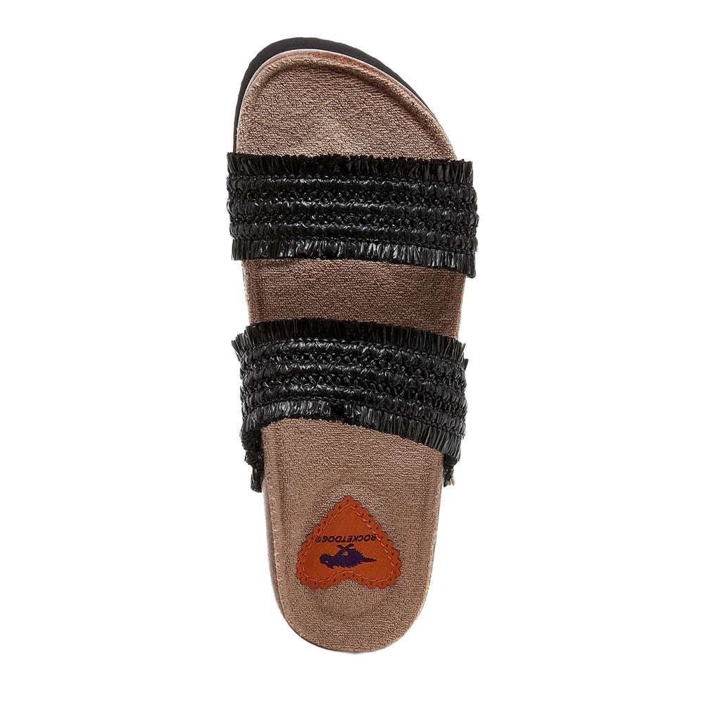 Black - Pack Shot - Rocket Dog Womens-Ladies Aruba Raffia Flip Flops
