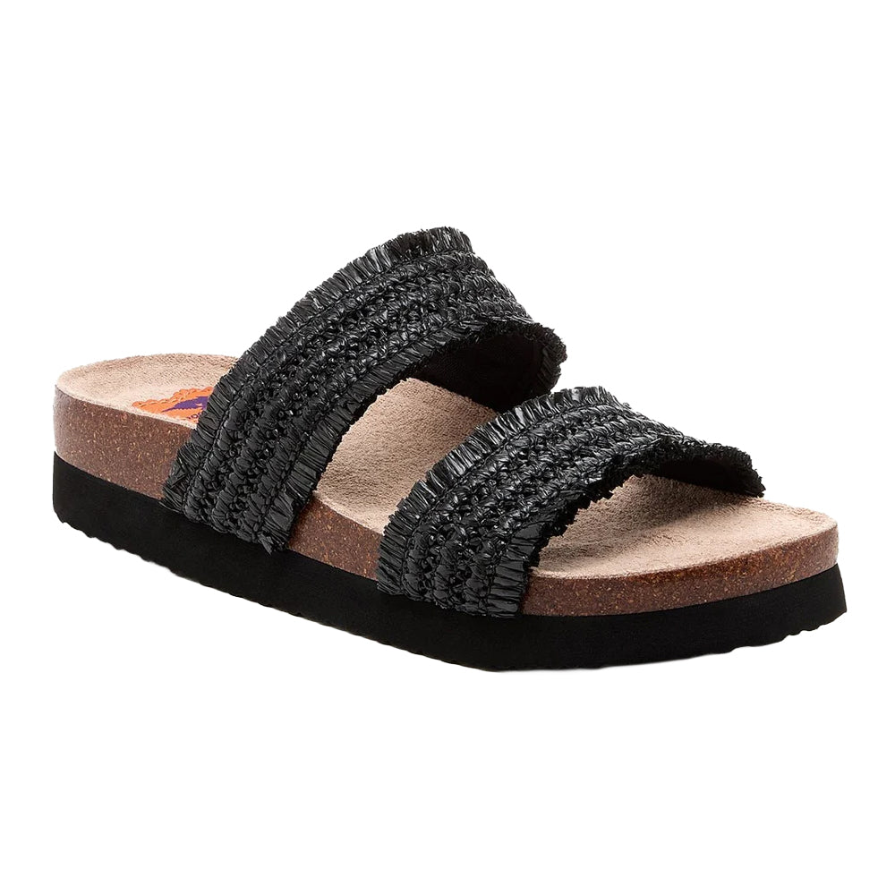 Black - Front - Rocket Dog Womens-Ladies Aruba Raffia Flip Flops