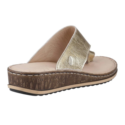 Gold - Back - Hush Puppies Womens-Ladies Elissa Suede Toe Post Sandals