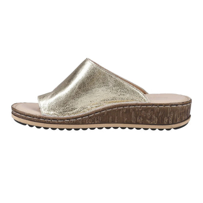 Gold - Side - Hush Puppies Womens-Ladies Elissa Suede Toe Post Sandals
