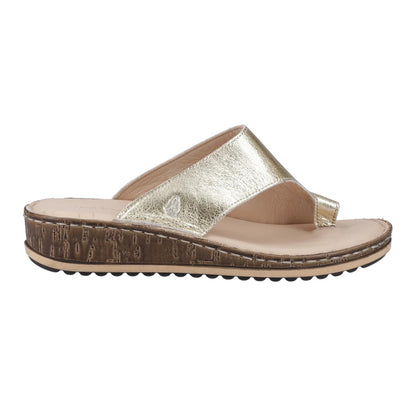 Gold - Lifestyle - Hush Puppies Womens-Ladies Elissa Suede Toe Post Sandals
