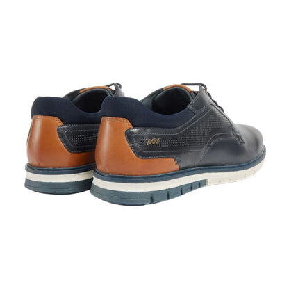 Navy - Back - POD Mens Merlin Leather Casual Shoes