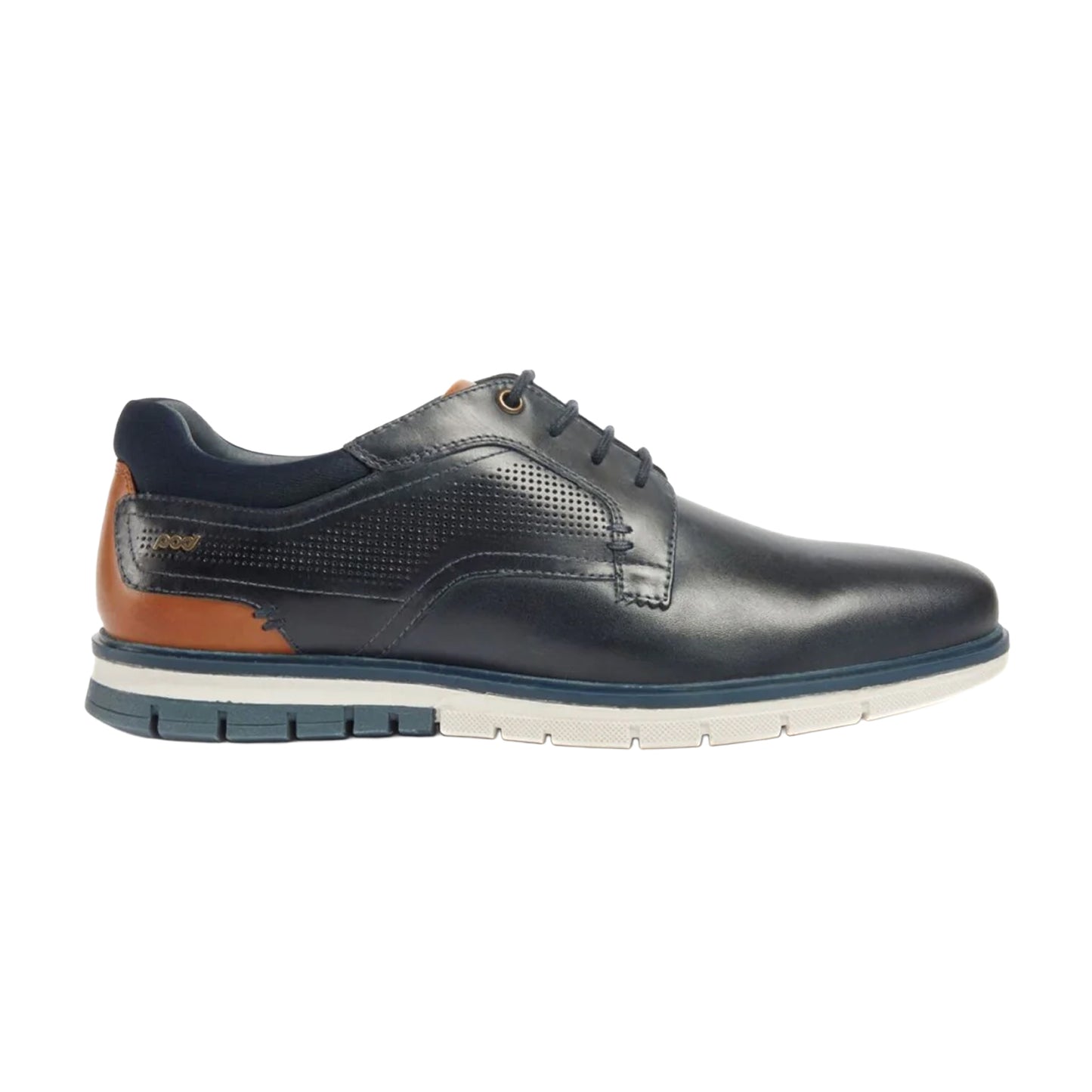 Navy - Side - POD Mens Merlin Leather Casual Shoes