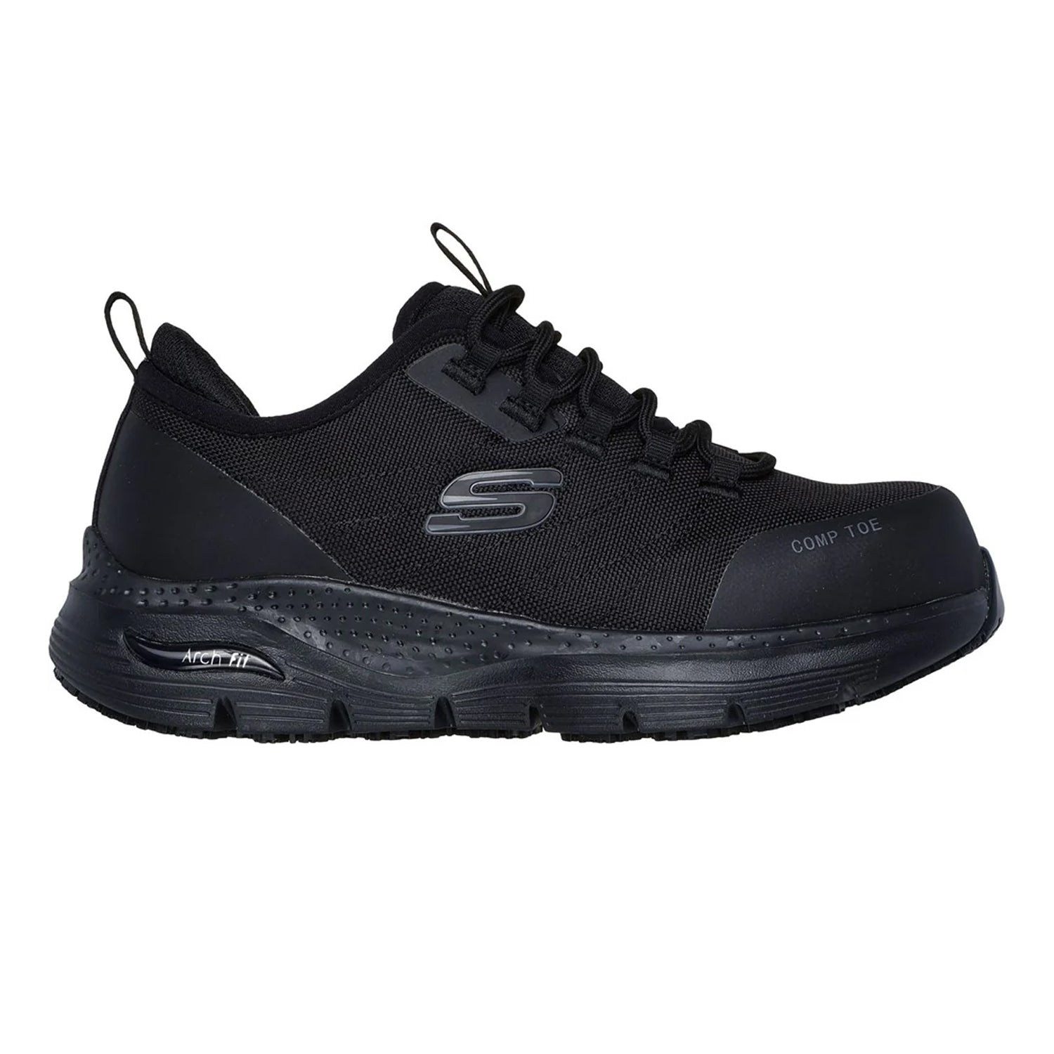 Black - Side - Skechers Womens-Ladies SR Ebinal Arch Fit Safety Trainers