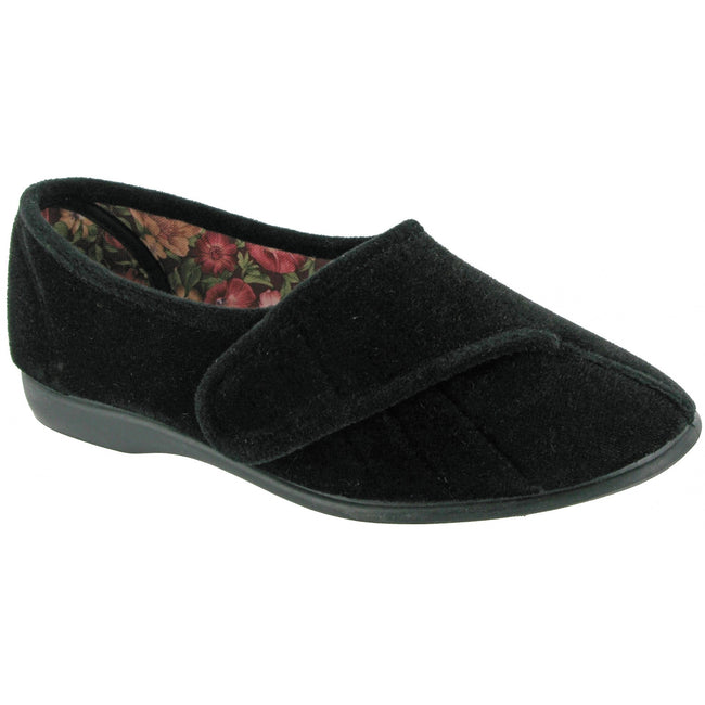 Black - Front - GBS Womens-Ladies Audrey Touch Fasten Slippers