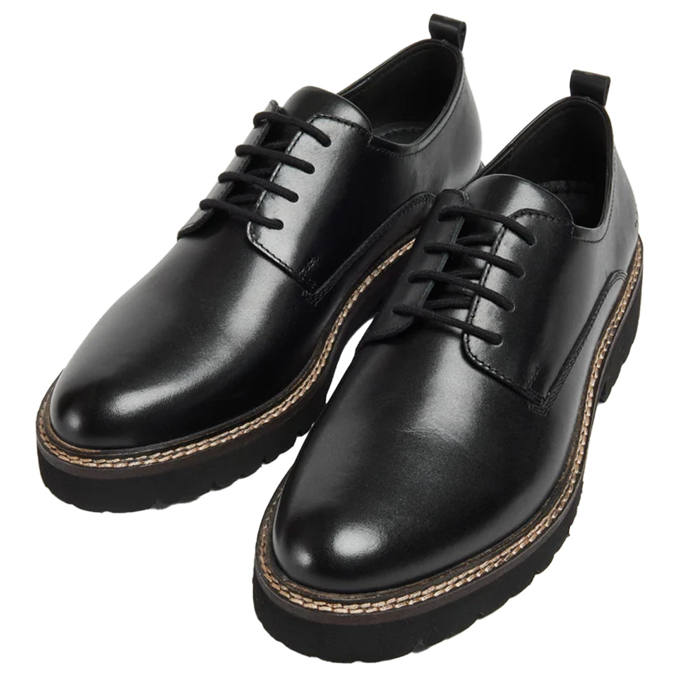 Black - Front - POD Womens-Ladies Kris Leather Shoes