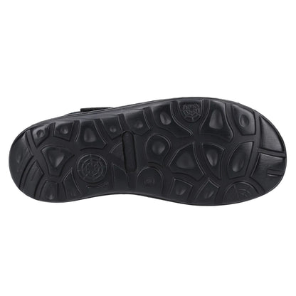Black - Pack Shot - Hush Puppies Mens Albert Fisherman Leather Sandals