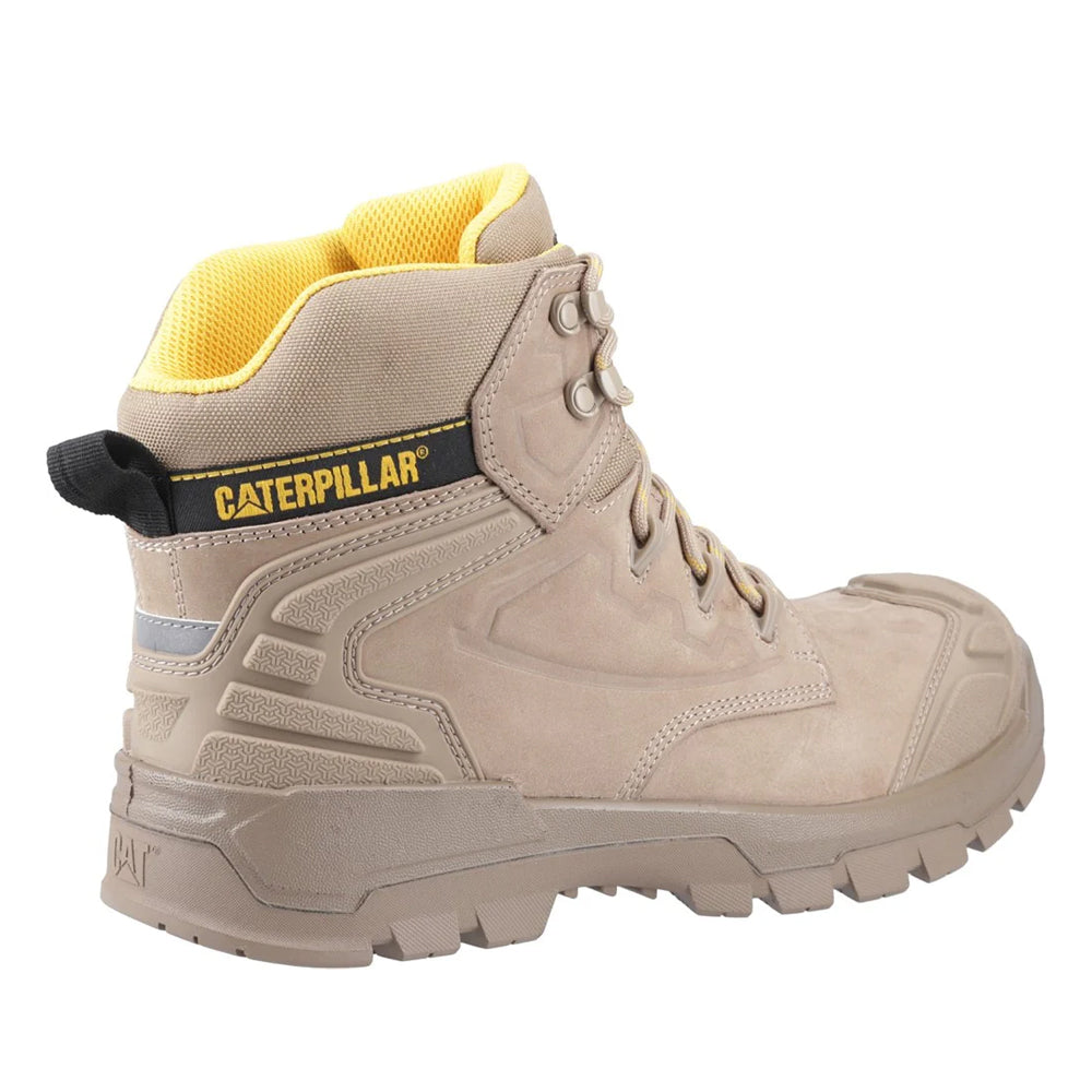 Grey-Yellow - Back - Caterpillar Mens Striver Leather Safety Boots