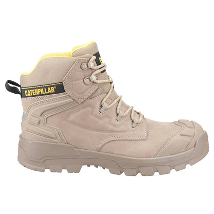 Grey-Yellow - Side - Caterpillar Mens Striver Leather Safety Boots