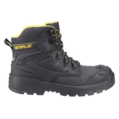 Black-Yellow - Side - Caterpillar Mens Striver Leather Safety Boots