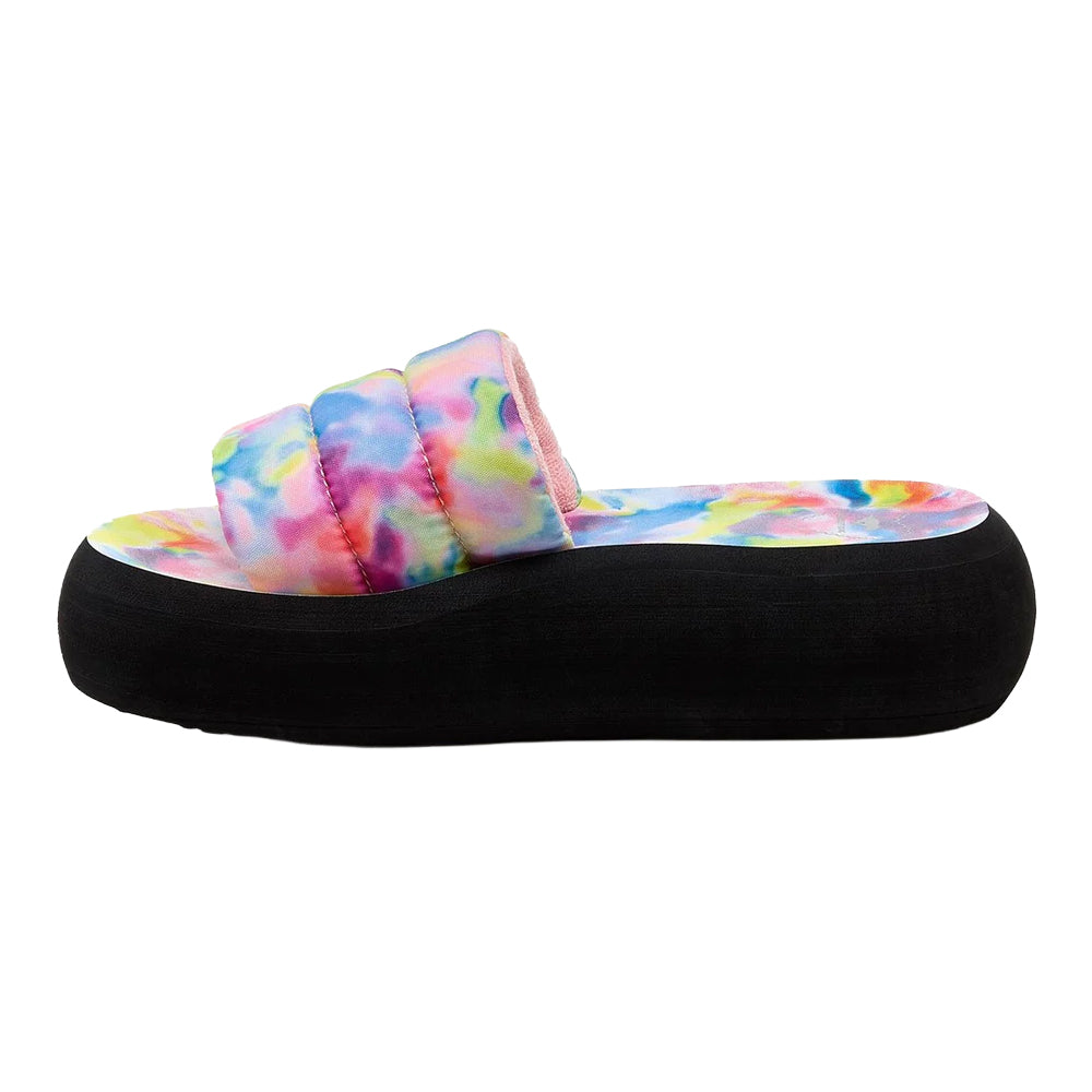 Pink-Multicoloured - Side - Rocket Dog Womens-Ladies Splash Loyal Tie Dye Sliders