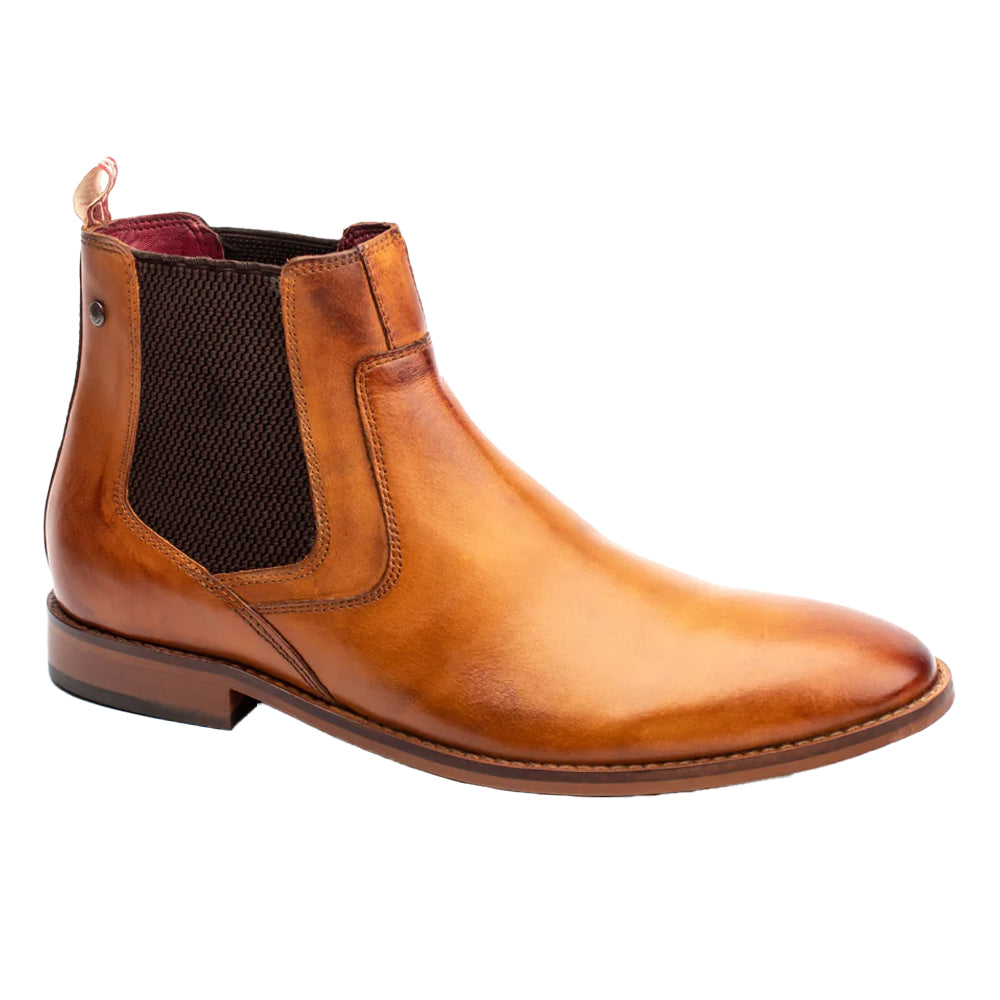 Tan - Front - Base London Mens Leather Chelsea Boots