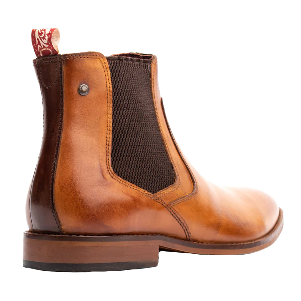 Tan - Back - Base London Mens Leather Chelsea Boots