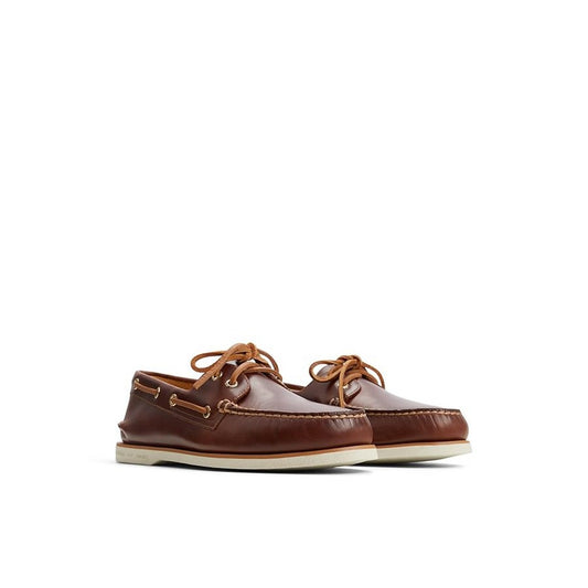 Tan - Front - Sperry Mens Authentic Gold Cup Leather Boat Shoes