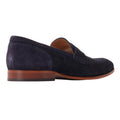 Navy - Back - Base London Mens Bruno Leather Penny Loafers