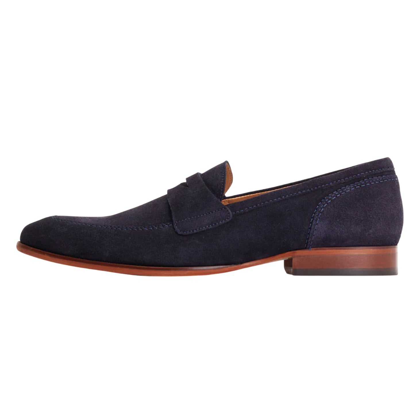 Navy - Lifestyle - Base London Mens Bruno Leather Penny Loafers