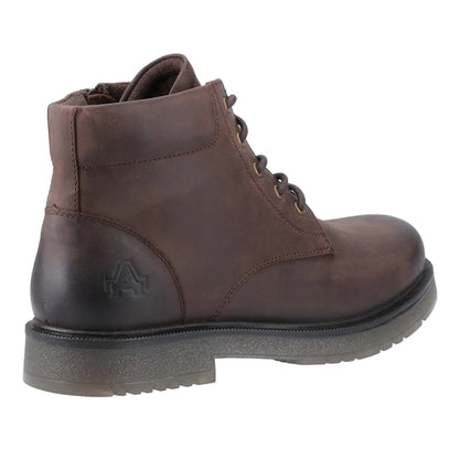 Brown - Back - Amblers Mens Bath Leather Boots