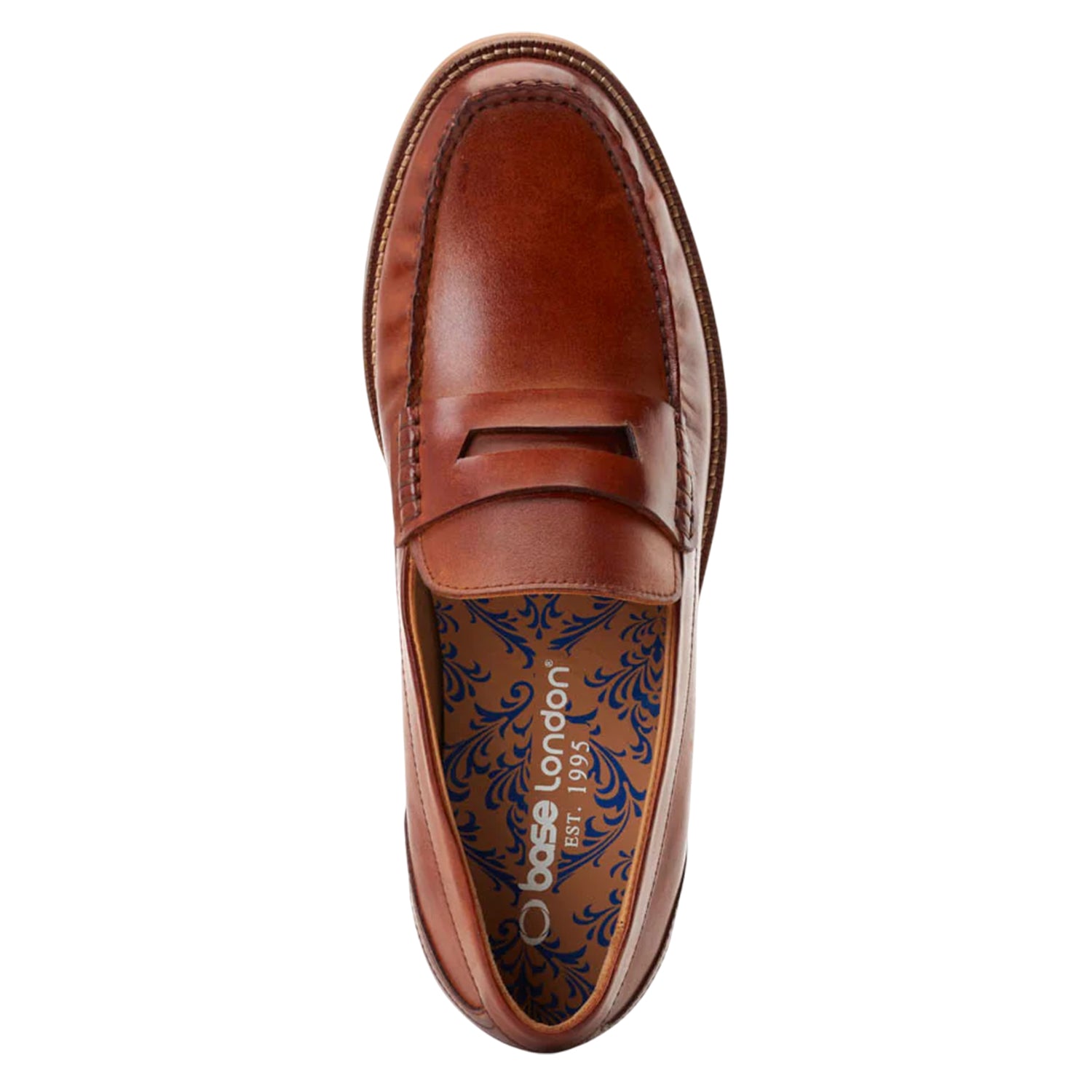 Burnt Tan - Pack Shot - Base London Mens Garfield Leather Penny Loafers