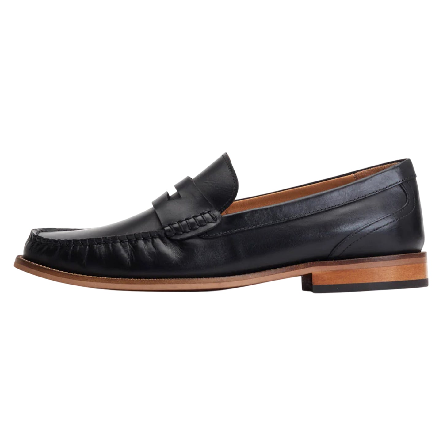 Black - Lifestyle - Base London Mens Garfield Leather Penny Loafers