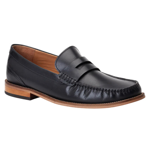 Black - Front - Base London Mens Garfield Leather Penny Loafers