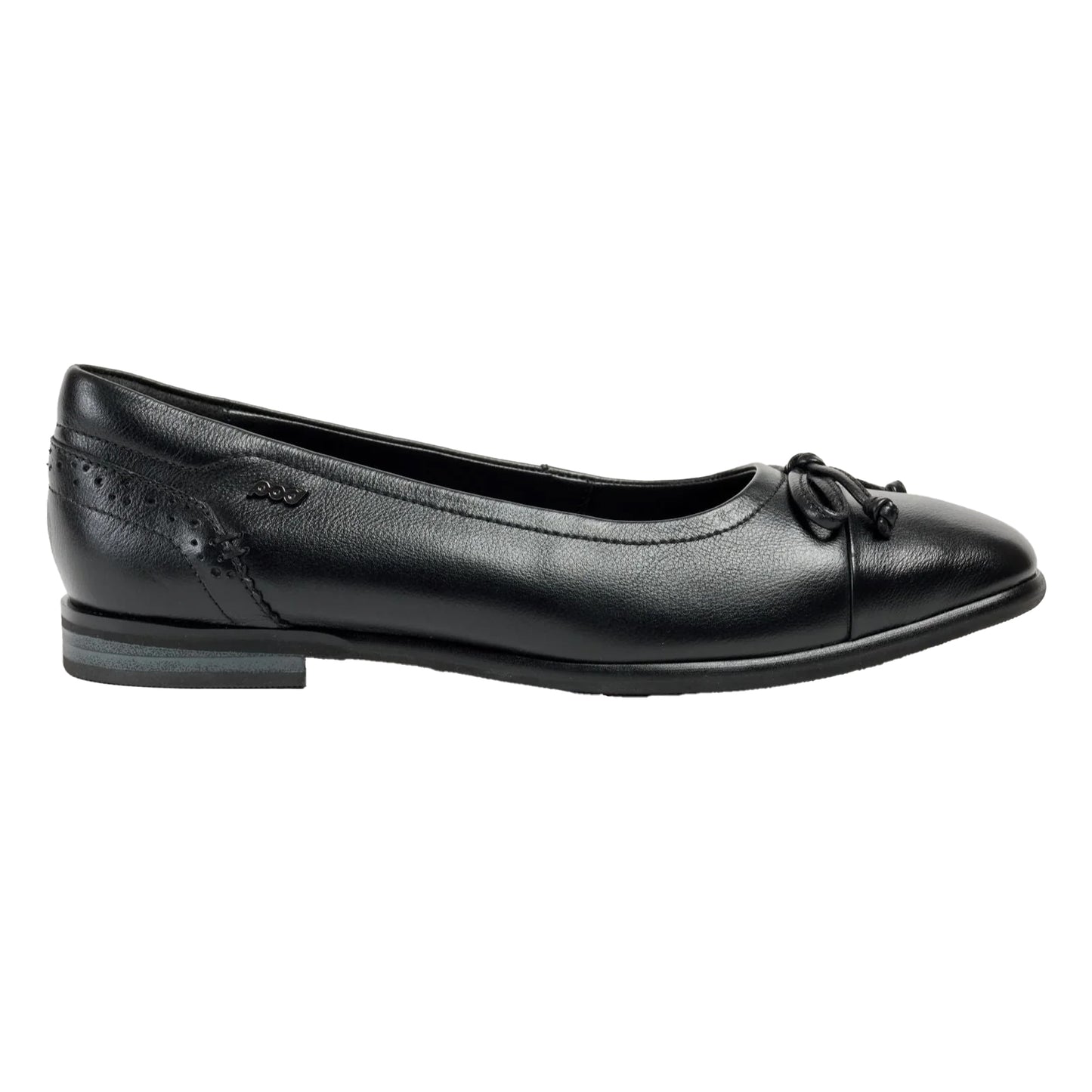 Black - Side - POD Womens-Ladies Priya Ballet Leather Flats