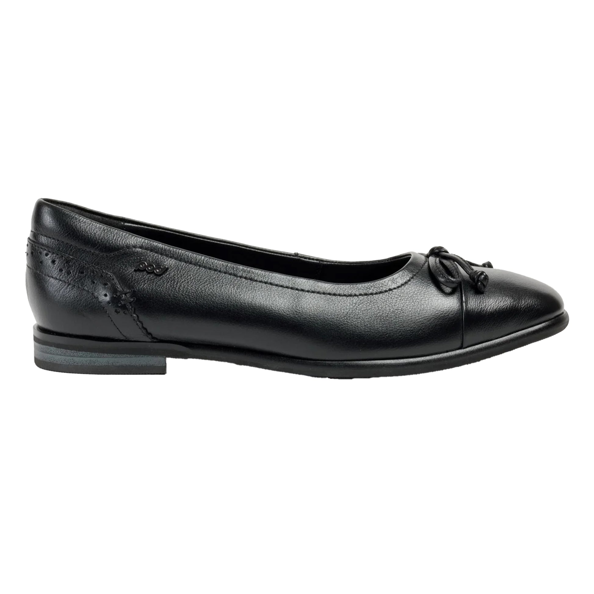 Black - Side - POD Womens-Ladies Priya Ballet Leather Flats