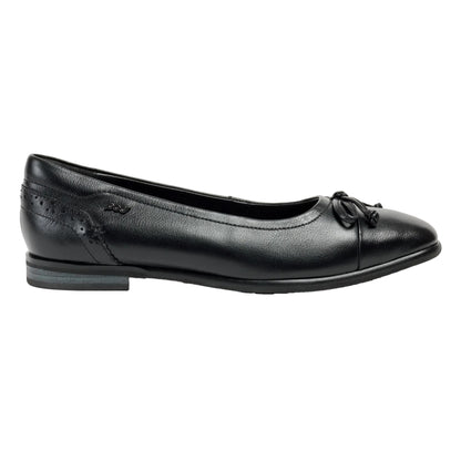 Black - Side - POD Womens-Ladies Priya Ballet Leather Flats