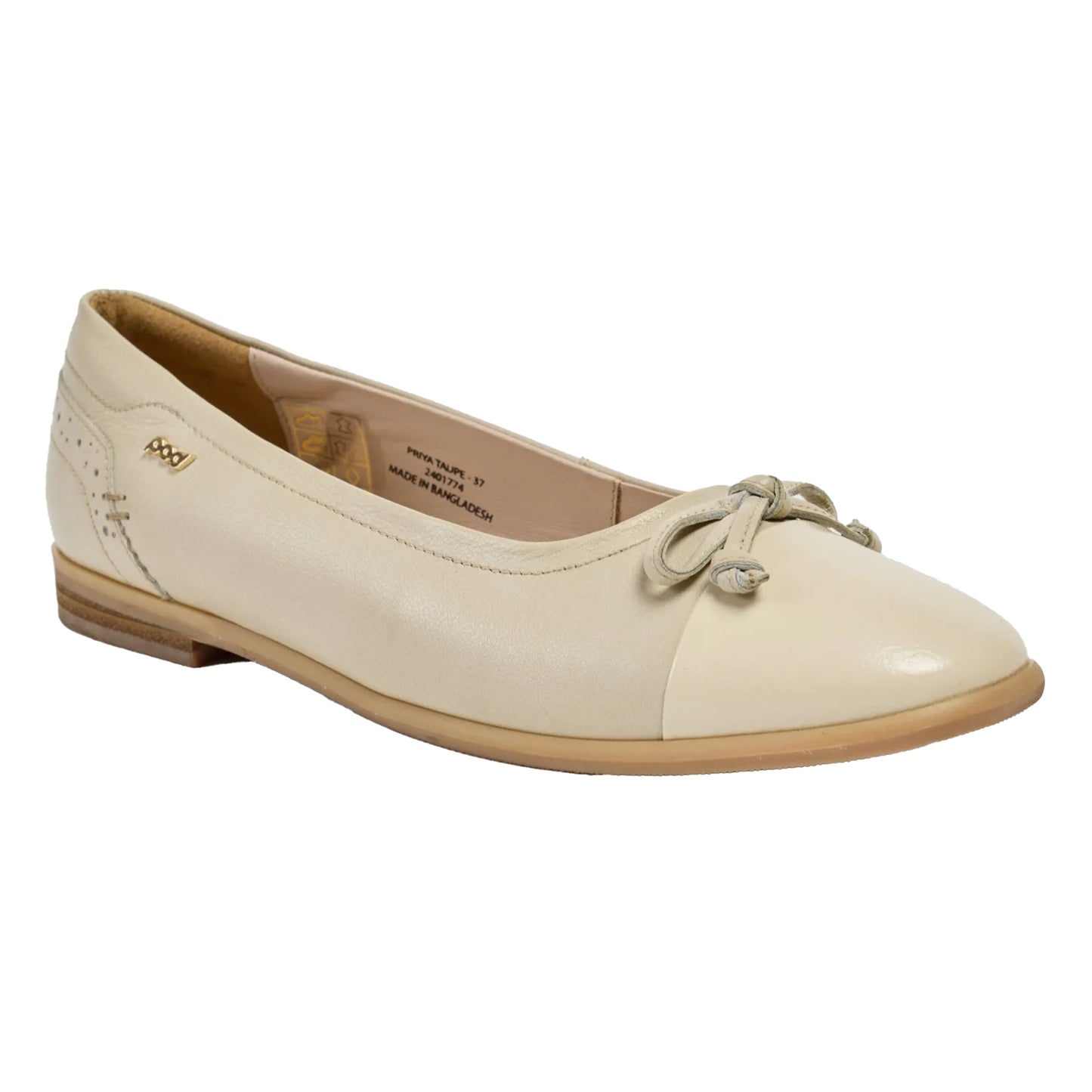 Taupe - Front - POD Womens-Ladies Priya Ballet Leather Flats