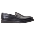 Black - Side - Base London Mens Sid Leather Penny Loafers