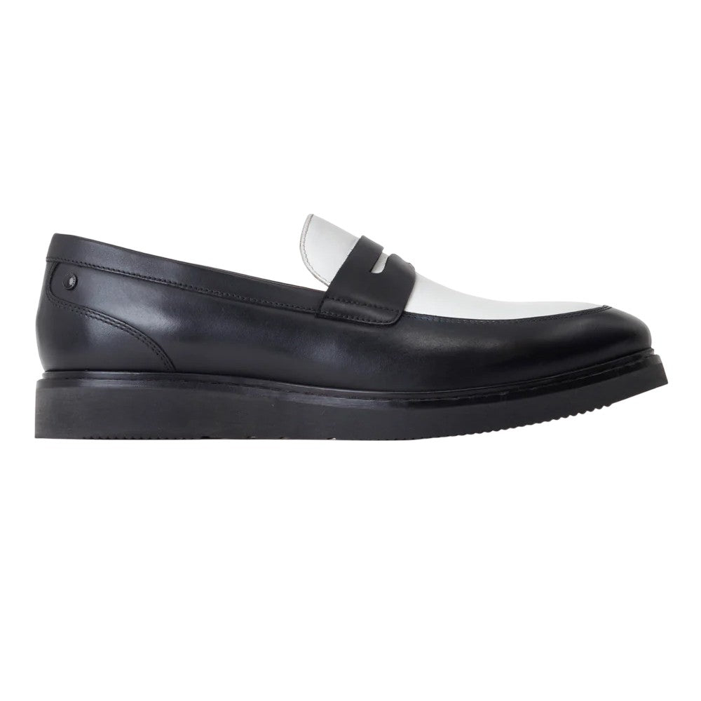Black-White - Lifestyle - Base London Mens Sid Leather Penny Loafers