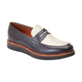 Brown-Beige - Front - Base London Mens Sid Leather Penny Loafers