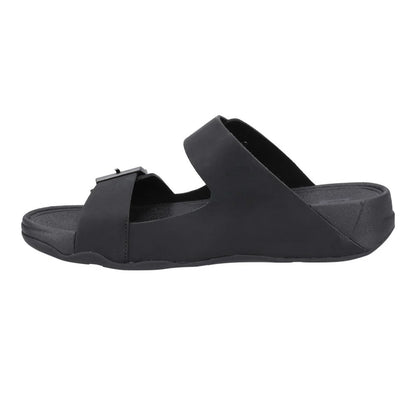 Black - Pack Shot - FitFlop Mens Gogh Moc Leather Sliders
