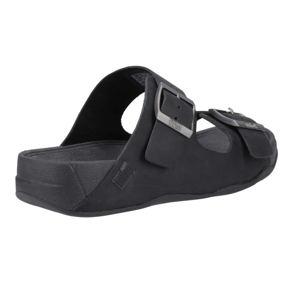 Black - Back - FitFlop Mens Gogh Moc Leather Sliders