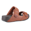 Dark Tan - Back - FitFlop Mens Gogh Moc Leather Sliders
