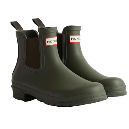 Dark Olive - Front - Hunter Womens-Ladies Original Chelsea Boots