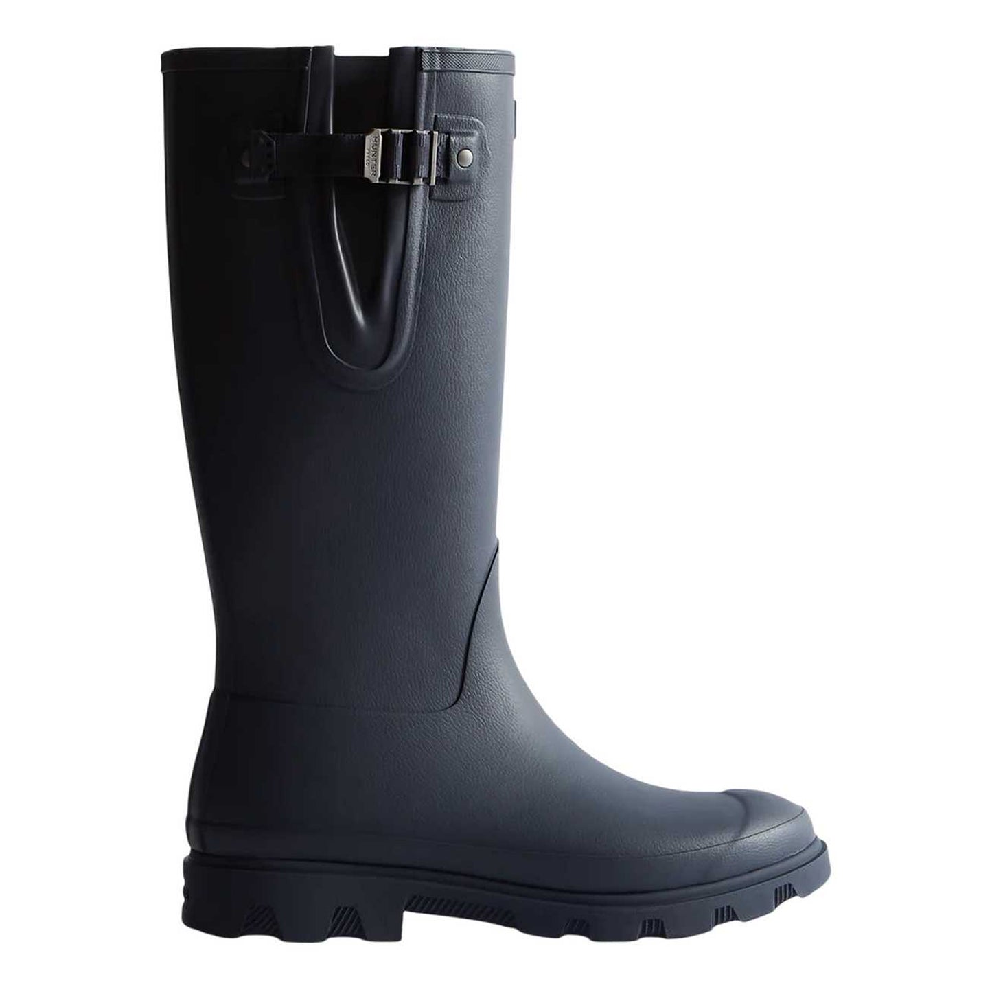 Navy - Side - Hunter Mens Downpour Adjustable Wellington Boots