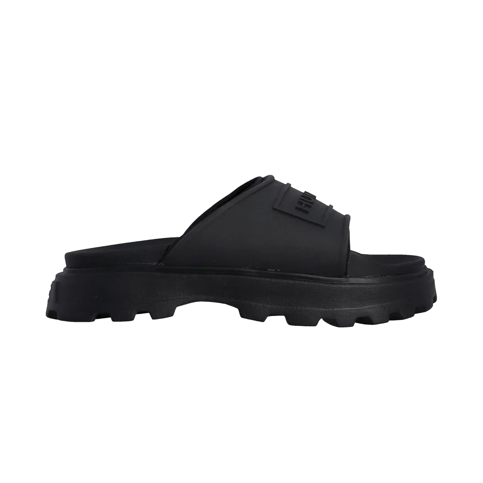 Black - Back - Hunter Unisex Adult Stacked Moulded Footbed Sliders