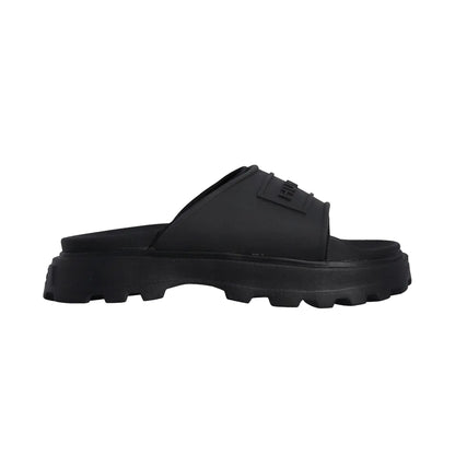 Black - Back - Hunter Unisex Adult Stacked Moulded Footbed Sliders