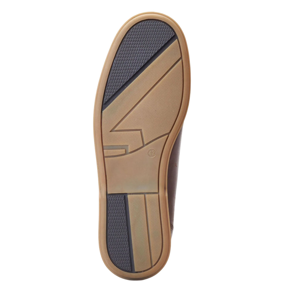 Burnt Brown - Close up - Base London Mens Stern Boat Shoes