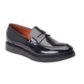 Black - Front - Base London Mens Sid Leather Penny Loafers