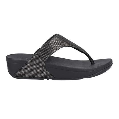 Pewter Black - Lifestyle - FitFlop Womens-Ladies Lulu Glitz Leather Toe Post Sandals