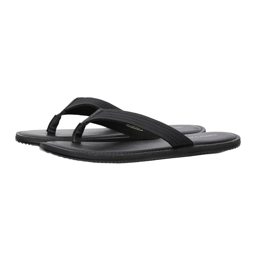 Anthracite - Front - Jack And Jones Mens Washton Leather Flip Flops