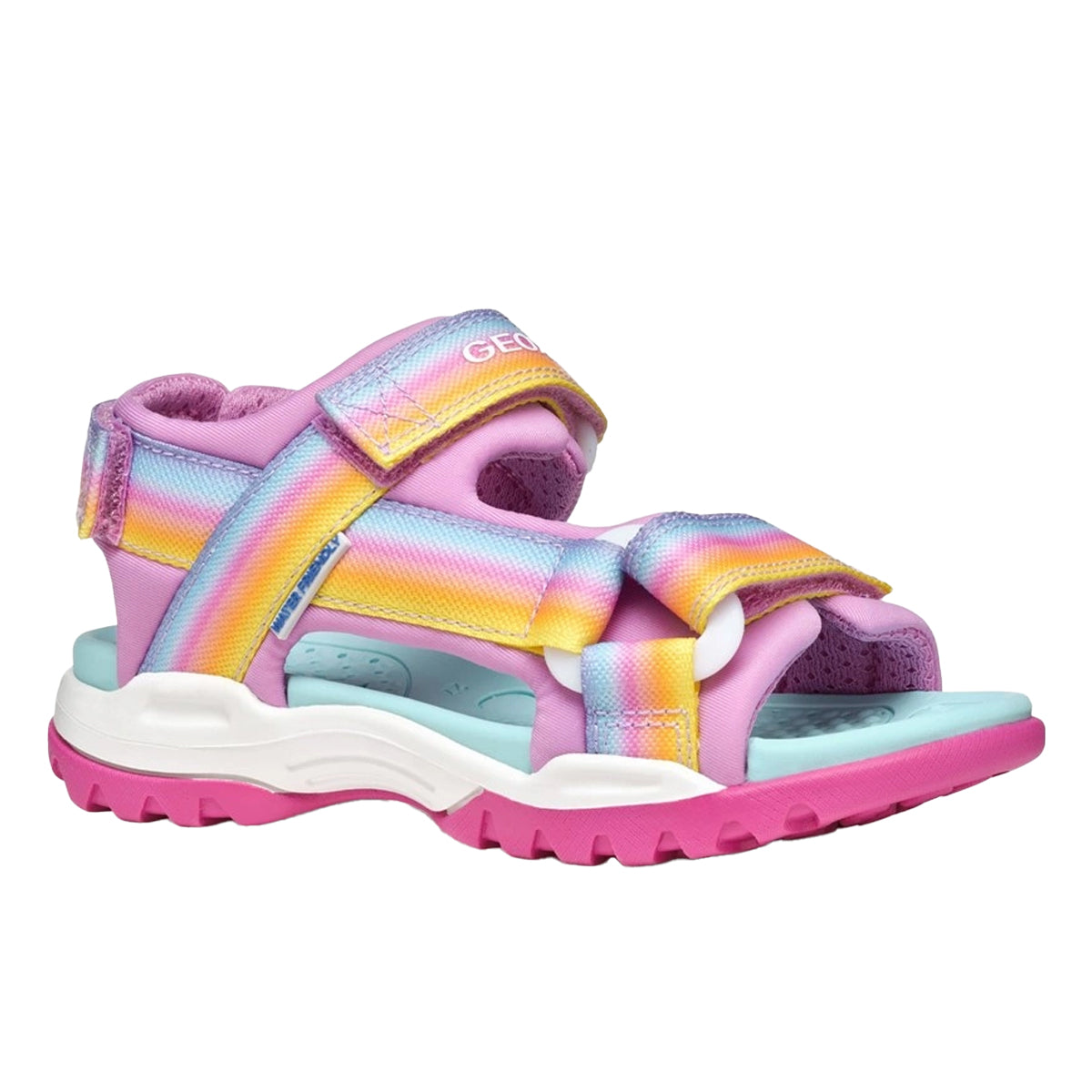 Dark Pink-Multicoloured - Front - Geox Girls J Borealis Sandals