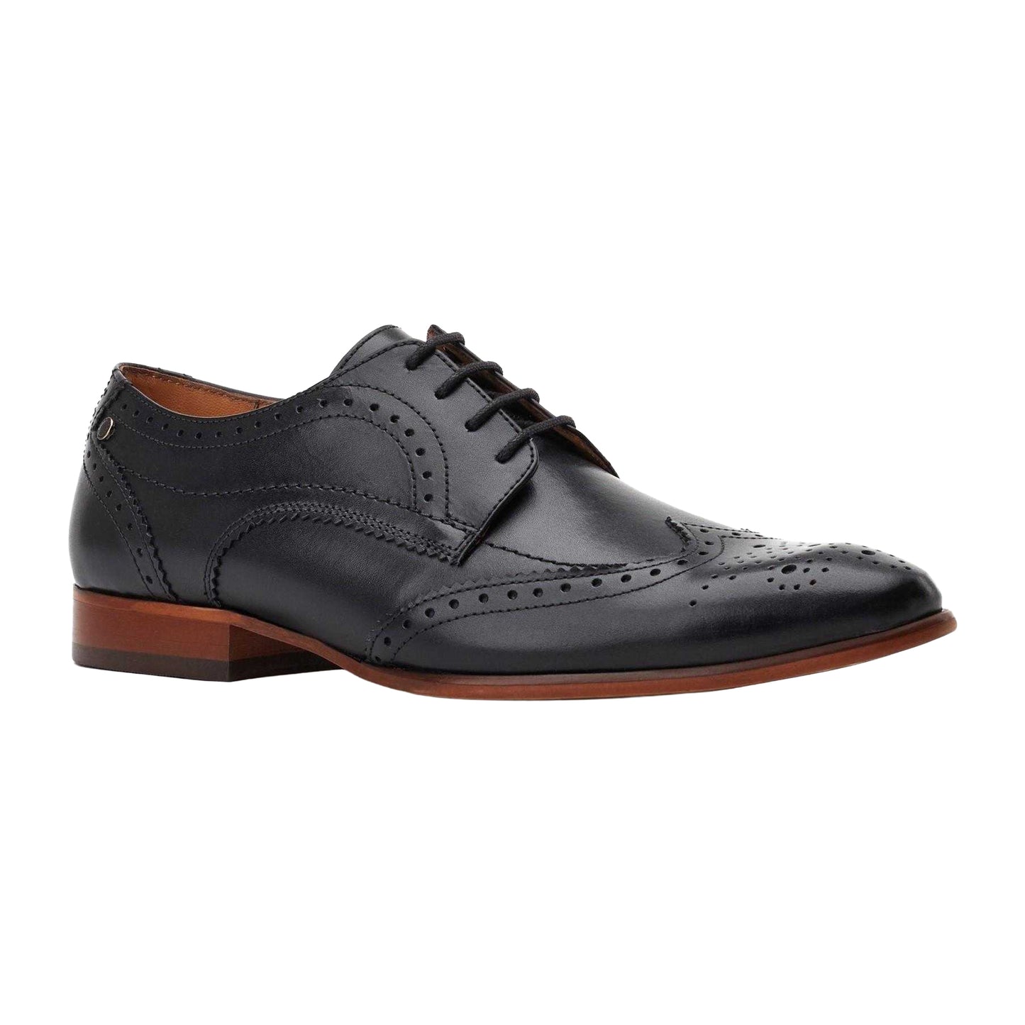 Black - Front - Base London Mens Barbera Excel Leather Brogues