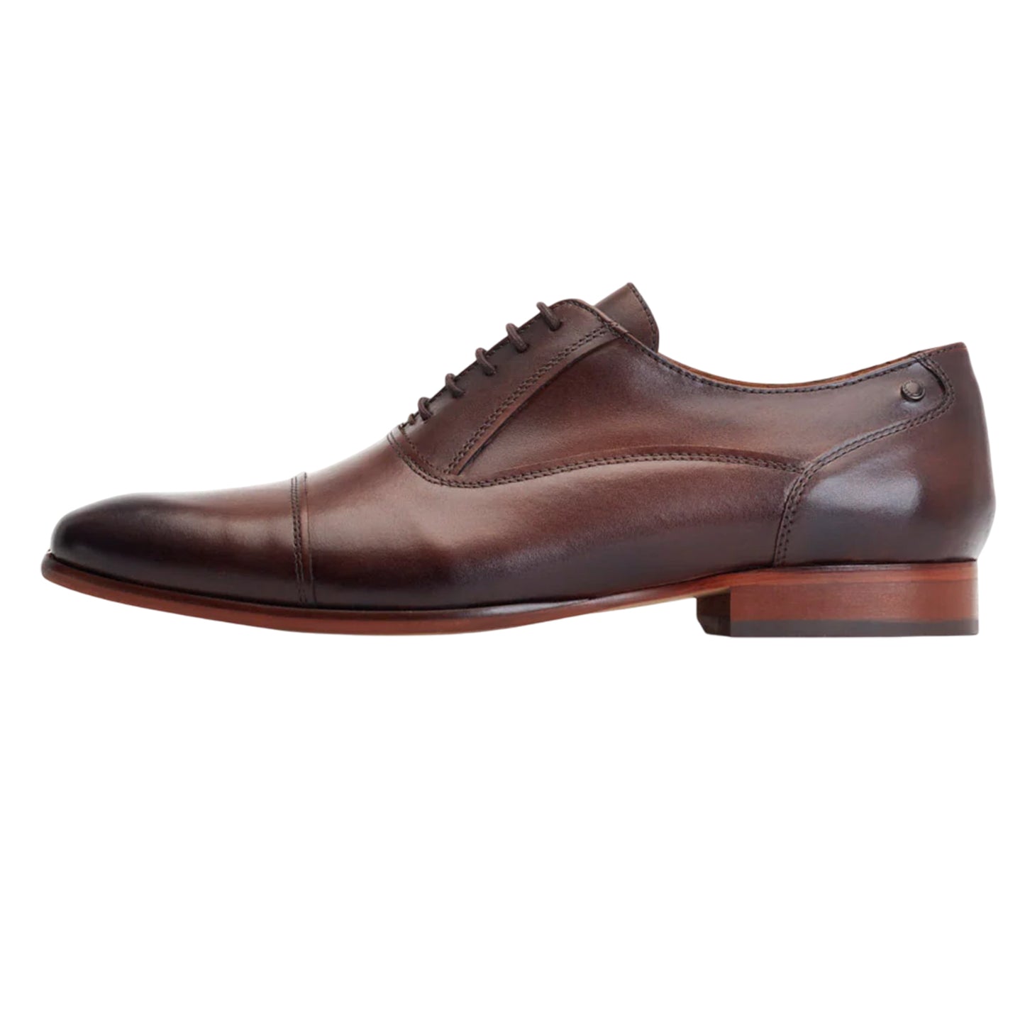 Brown - Side - Base London Mens Angelo Leather Derby Shoes