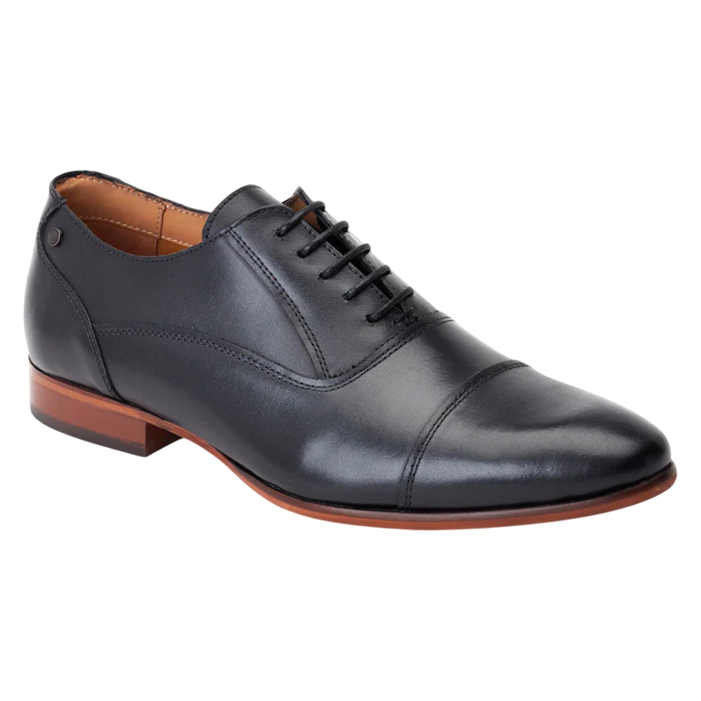 Black - Front - Base London Mens Angelo Leather Derby Shoes