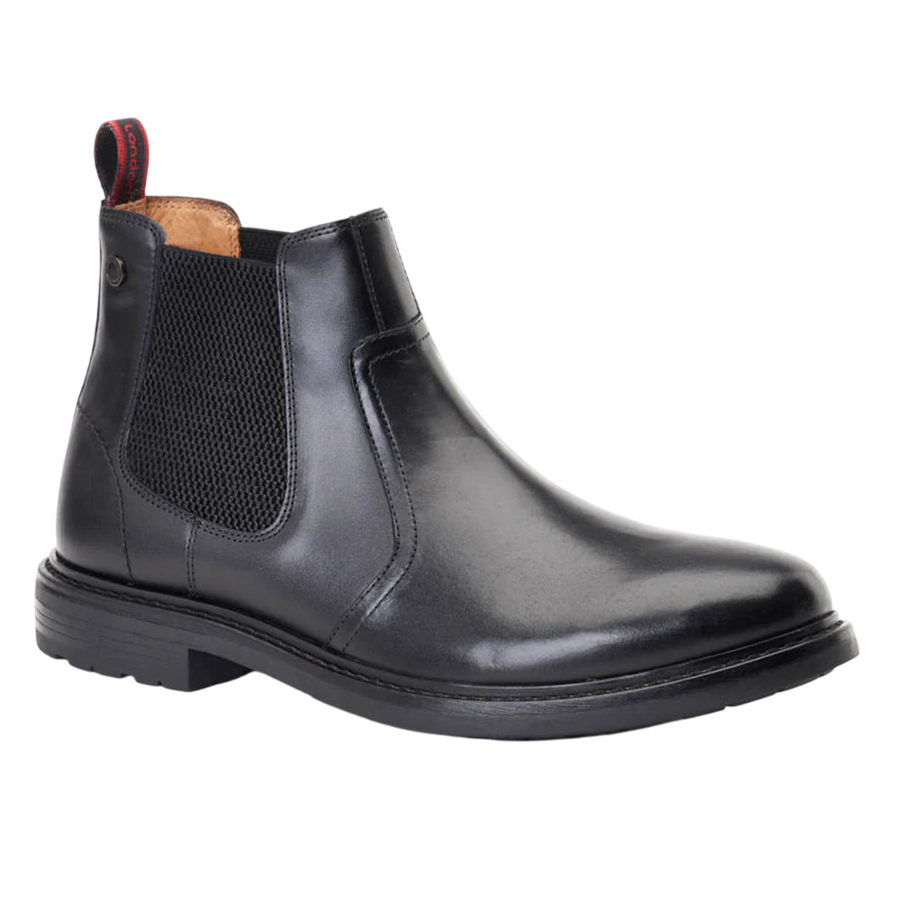 Black - Front - Base London Mens Bloom Leather Chelsea Boots