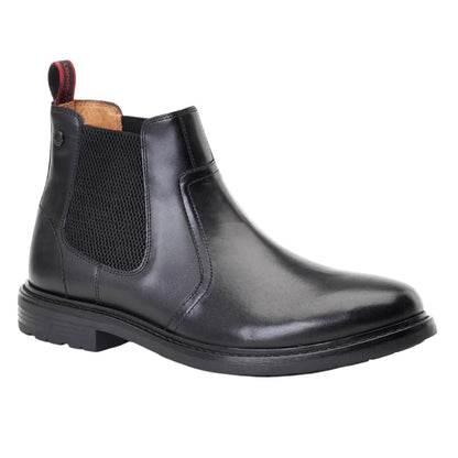 Black - Front - Base London Mens Bloom Leather Chelsea Boots
